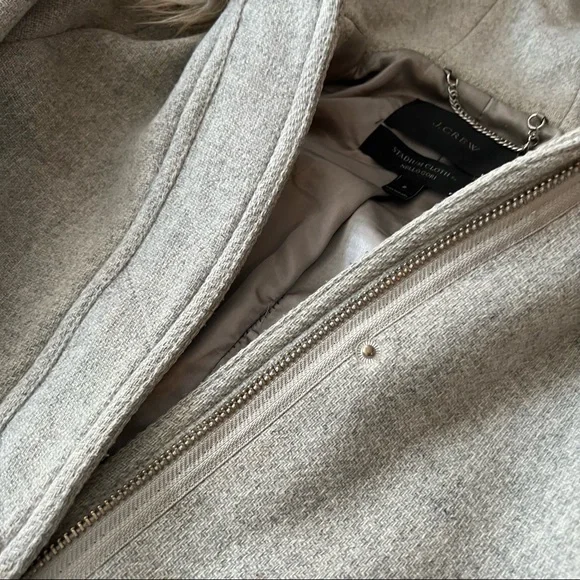 J.Crew Gray Peacoat jacket with removable faux fur on hood in Stadium cloth wool - Picture 4 of 4